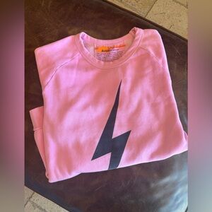 • Aviator Nation Bright Pink Bolt Crewneck • Vintage Fade • Discontinued